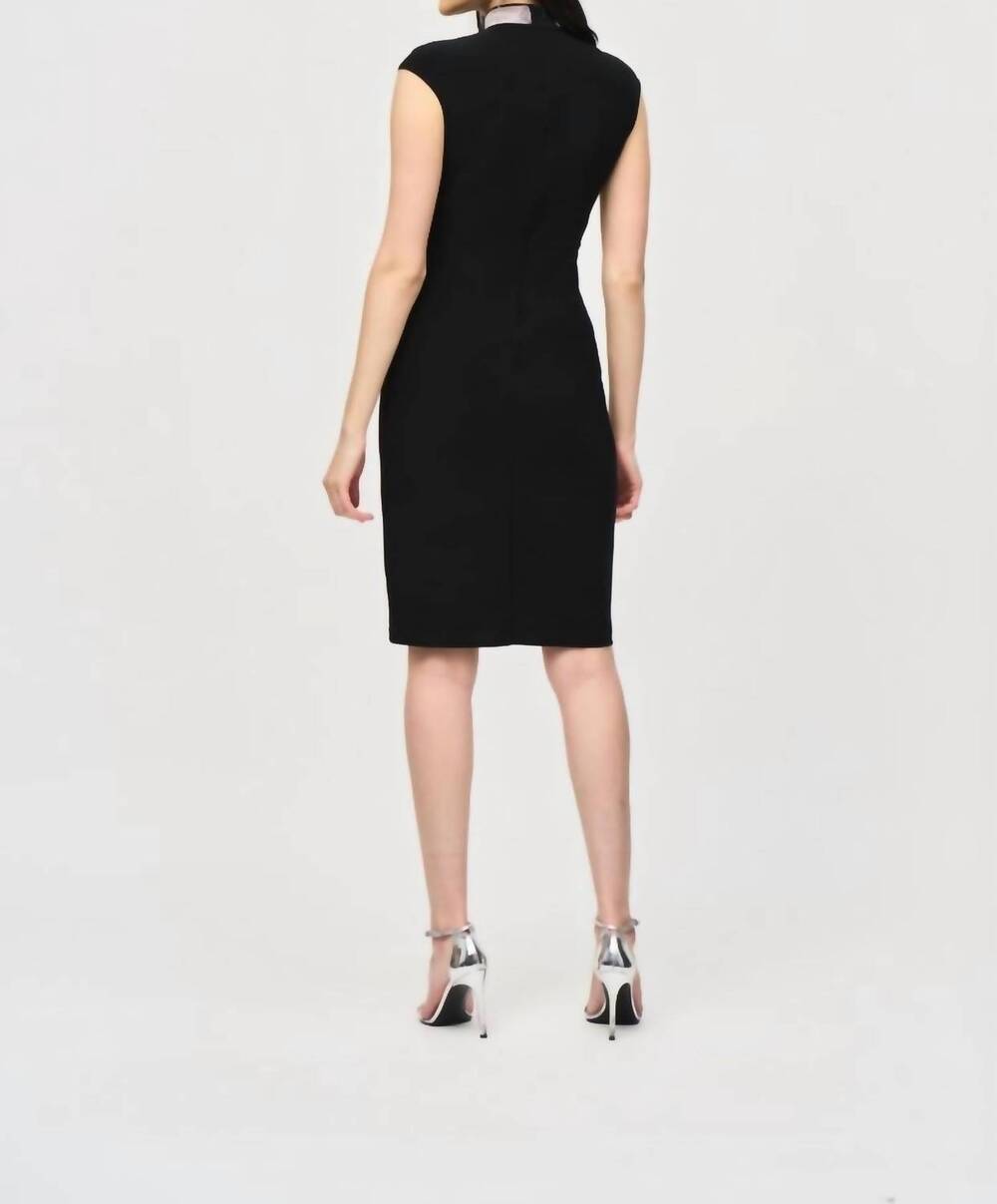 NEW JOSEPH RIBKOFF embellished choker collar sheath dress in black - Picture 3 of 7